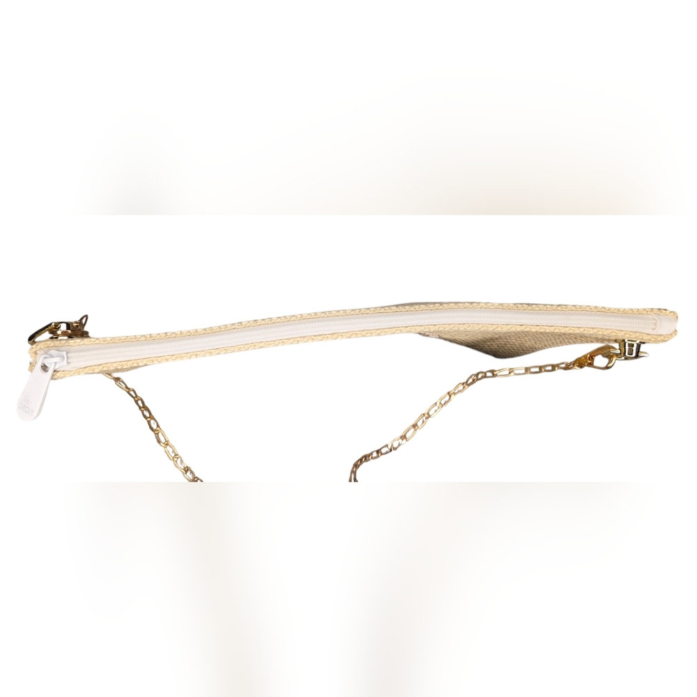 Dior Beauty Straw Pouch With crossbody Chain - New - Picture 3 of 3